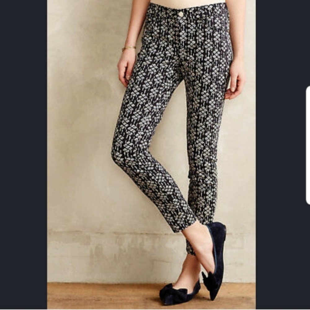 Anthropologie Pilcro Printed Serif Satin Pants